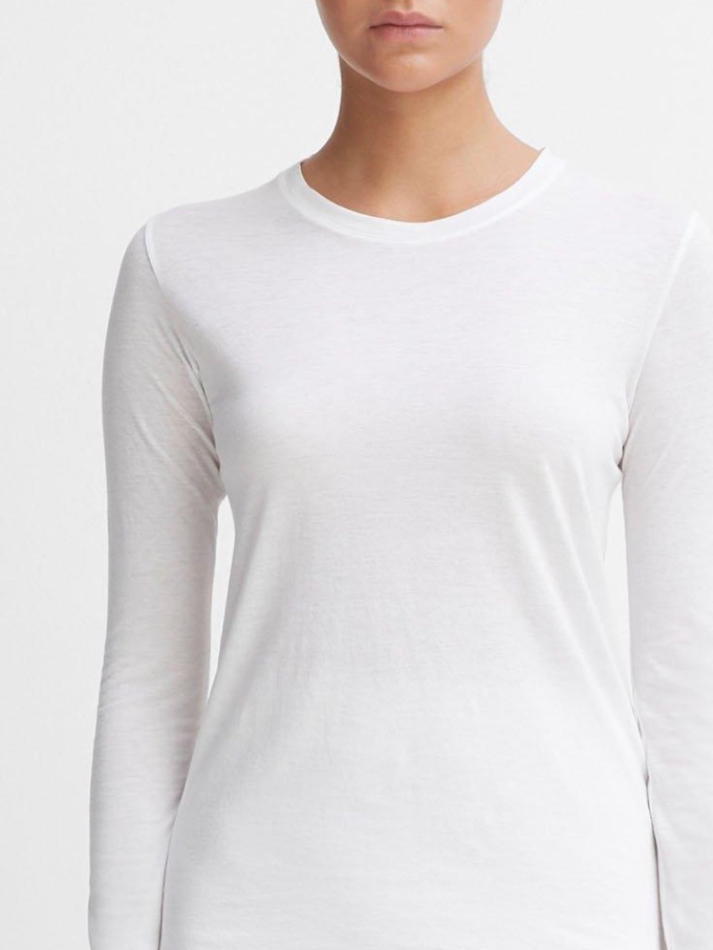 EUC [Vince] Supersoft White Pima Cotton Scoop Long Sleeve Layering Tee | Large